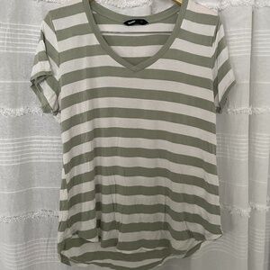 3/$10 SALE Pale Green and White Striped Tee